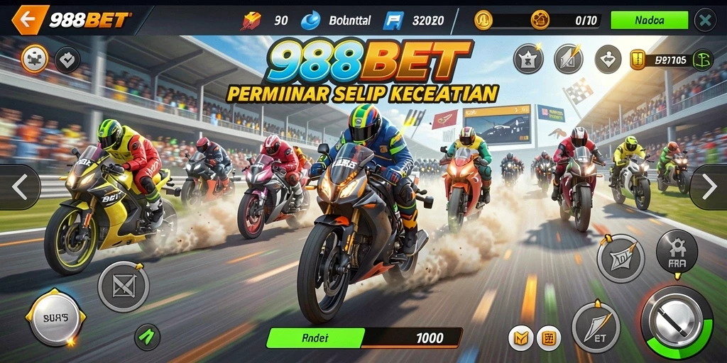 Tampilan gameplay 988BET yang mendebarkan saat balapan.