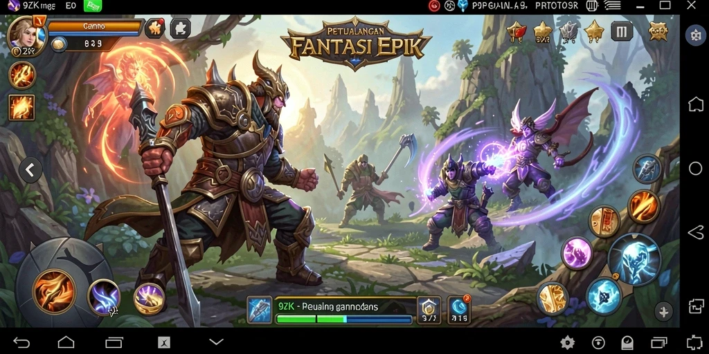 Screenshot gameplay <strong>9ZK</strong> menampilkan aksi seru pertempuran RPG yang mendebarkan.