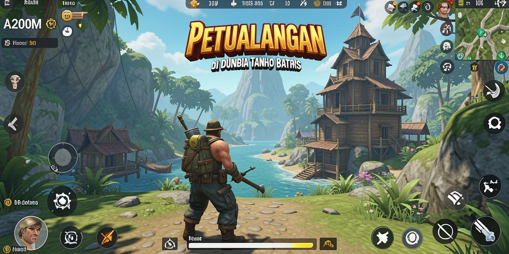 Screenshot A200M menunjukkan gameplay petualangan di dunia terbuka yang memukau.