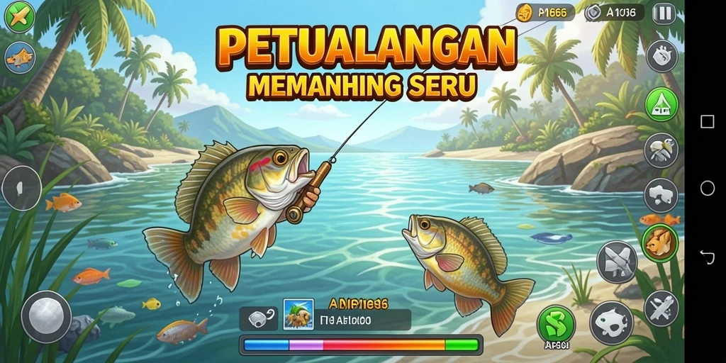 Screenshot gameplay API66 menampilkan suasana memancing yang menawan.