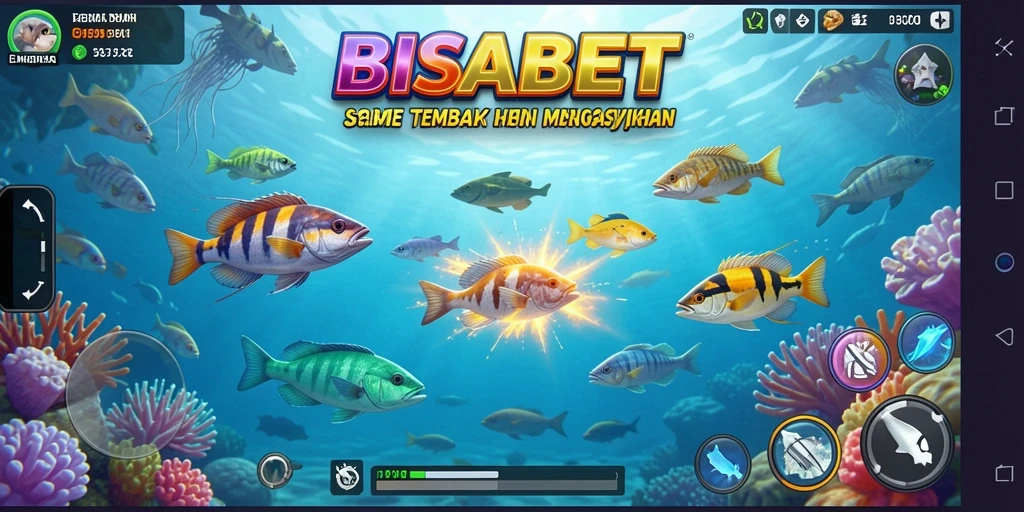 Screenshot gameplay seru dari BISABET, menampilkan aksi tembak ikan.