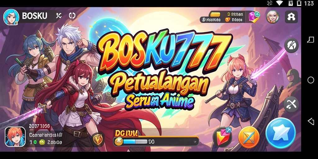 Screenshot gameplay BOSKU777 menampilkan aksi karakter anime yang mendebarkan.