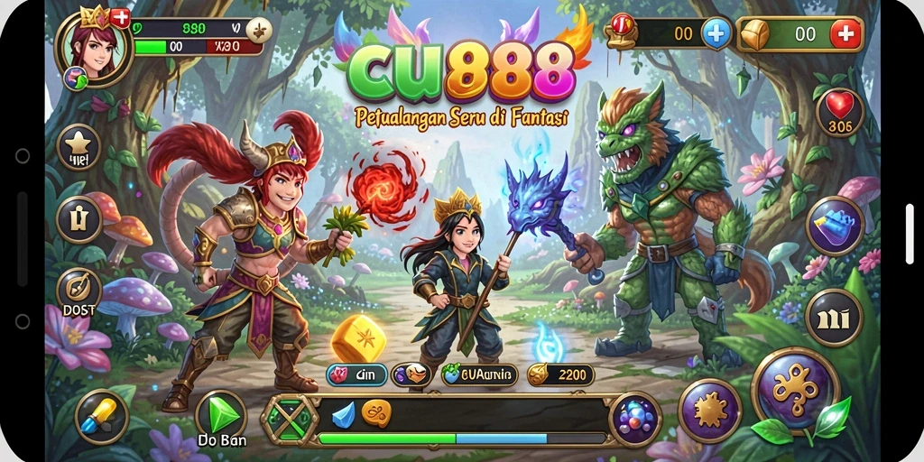 Tampilan gameplay CU888 yang memukau saat menjelajahi dunia fantasi.
