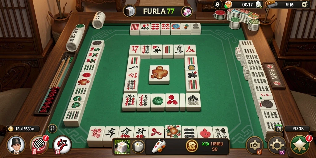 Tampilan memukau dari FURLA77 dengan gameplay Mahjong yang seru.