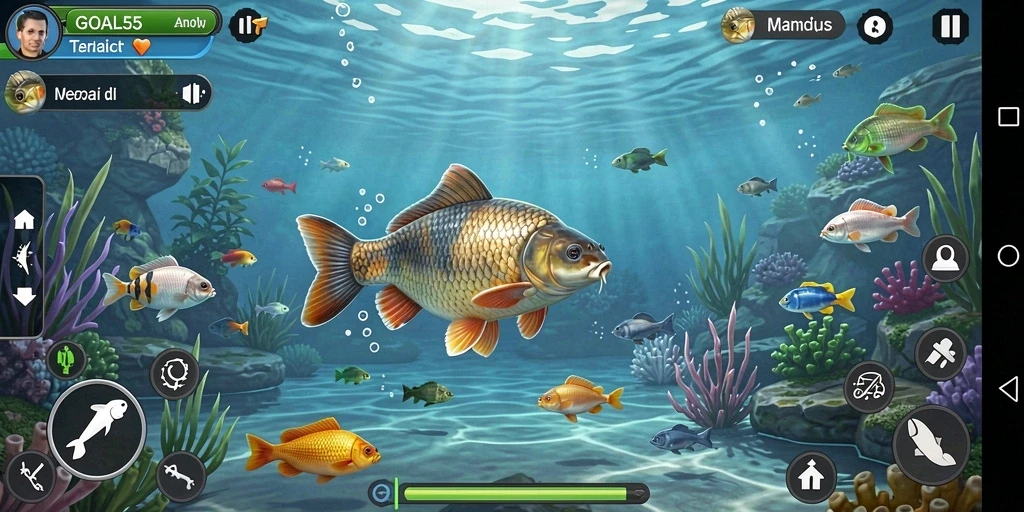 Tampilan gameplay memancing yang menakjubkan di GOAL55.