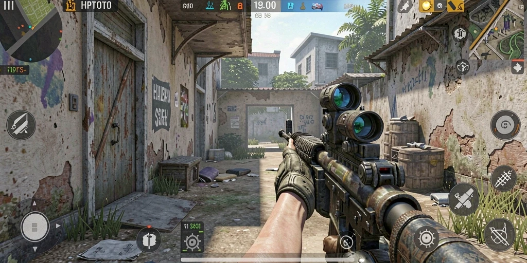 Gambaran gameplay HPTOTO dengan aksi menembak yang seru.