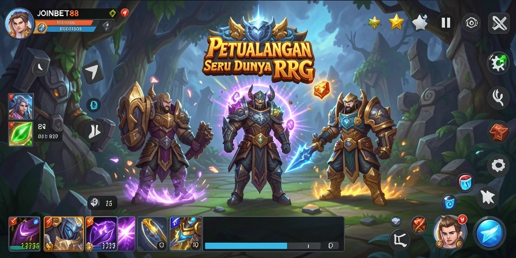 Screenshot gameplay JOINBET88 menampilkan petualangan seru karakter RPG.