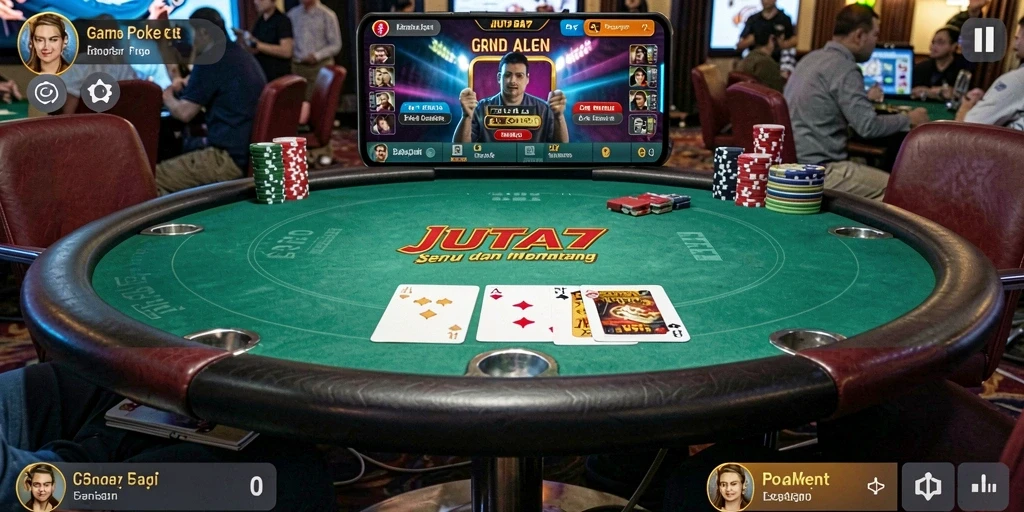 Tampilan gameplay menarik dari JUTA7 saat bermain Poker.