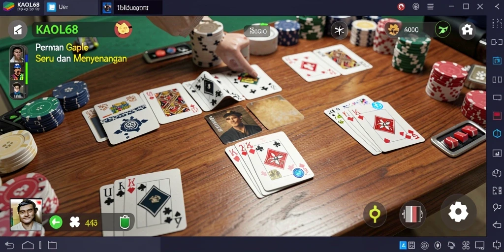 Tampilan gameplay KAOL68 dengan momen seru bermain Gaple.
