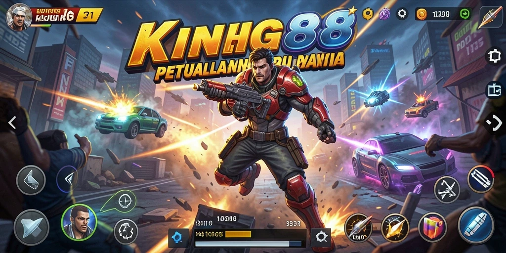 Tampilan aksi mendebarkan dalam KING88 saat bertempur.