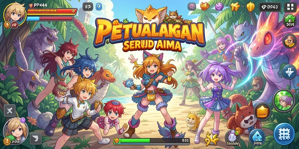 Tampilan seru dari gameplay PP444 dengan karakter Anime.