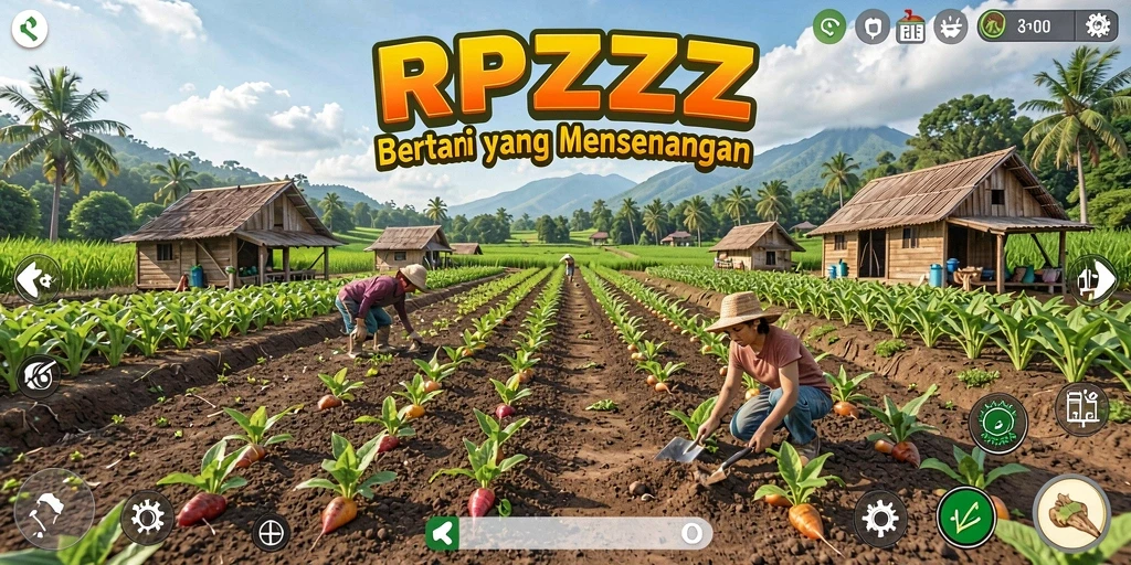 Gameplay bertani yang seru dan penuh warna di RPZZZ.