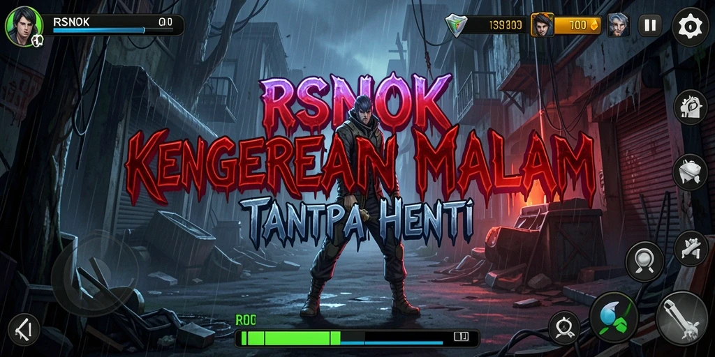 Screenshot gameplay RSNOK yang menampilkan suasana horror mencekam.