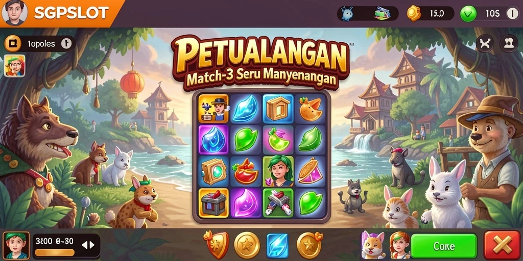 Tampilan gameplay menarik dari SGPSLOT dengan elemen Match-3 yang seru.