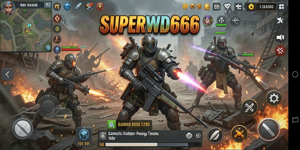 Tampilan menarik dari gameplay strategis dalam SUPERWD666