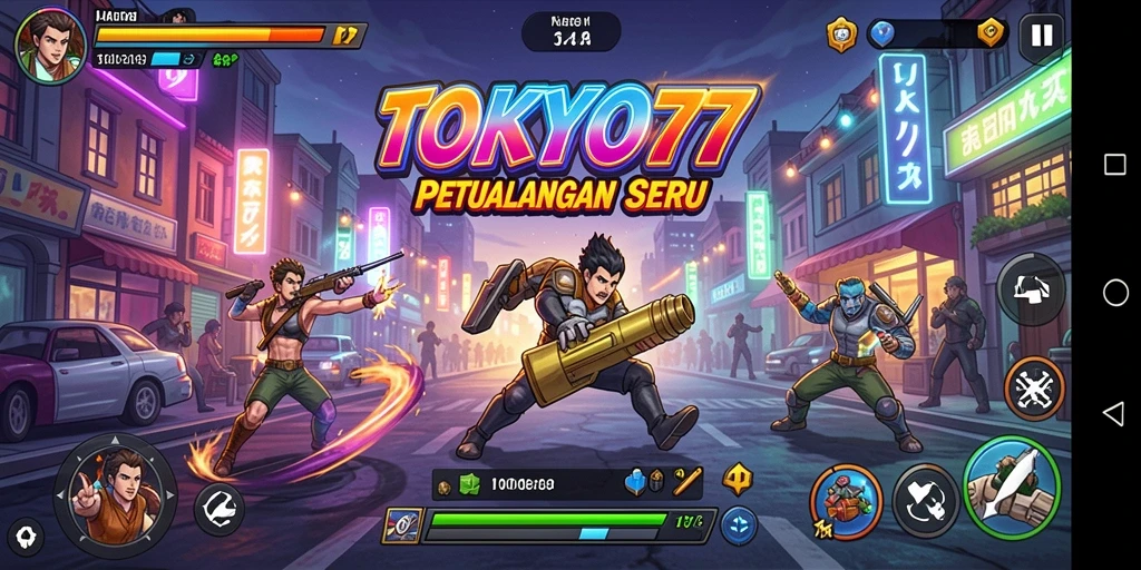 Tampilan menawan dari gameplay seru di TOKYO77.